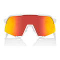 RIDE 100% S3 Sunglasses - Soft Tact White / HiPER Red Multilayer Mirror Lens