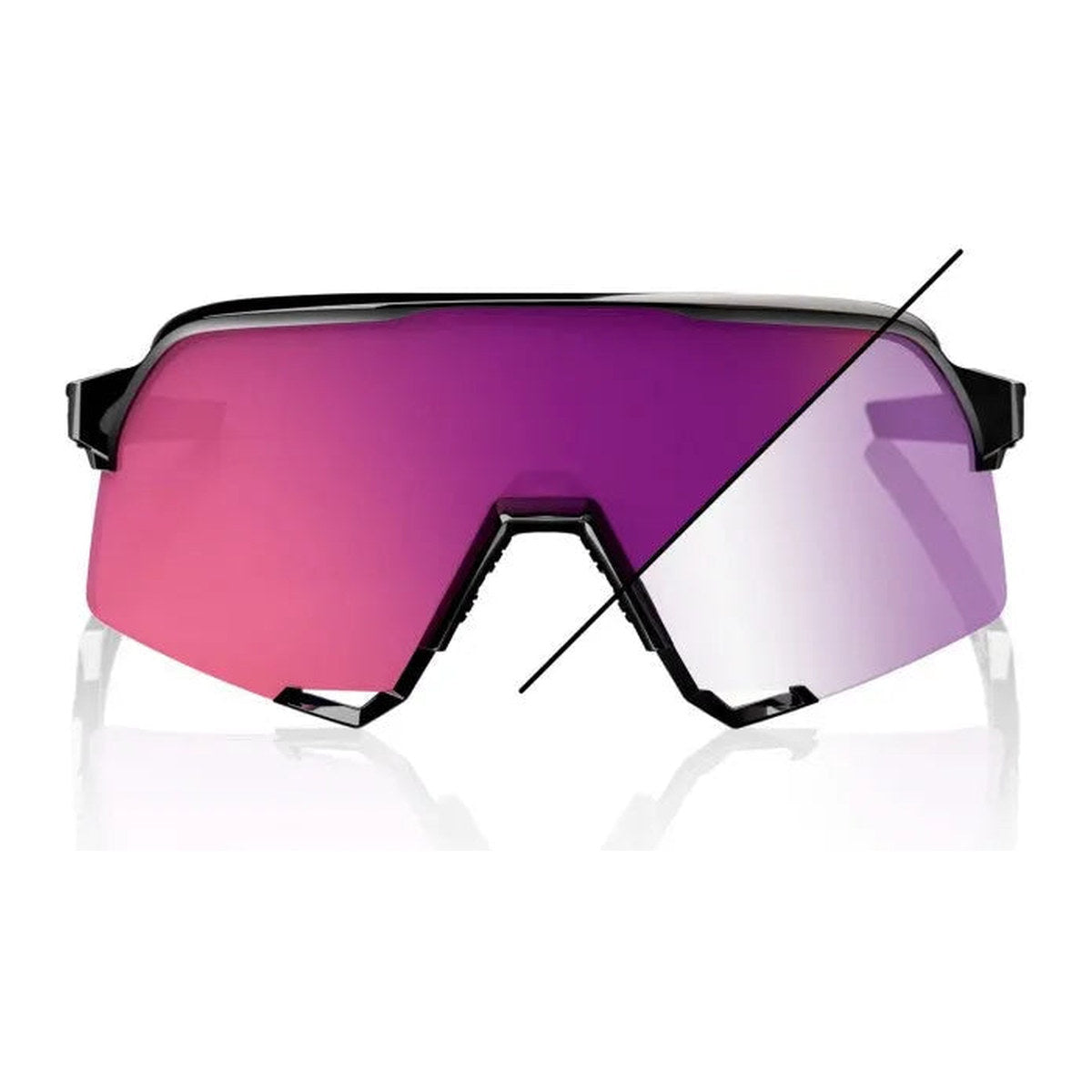 RIDE 100% S3 Sunglasses - Gloss Black / Purple Flash Mirror Photochromic Lens