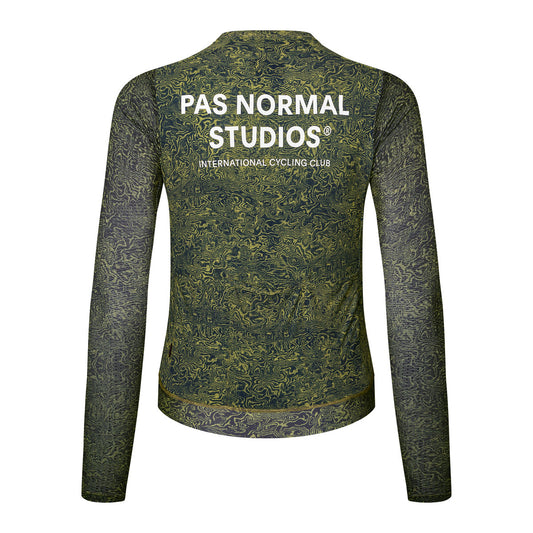 PAS NORMAL STUDIOS Women Essential Light Long Sleeve Jersey - AOP Grain Dark Lime