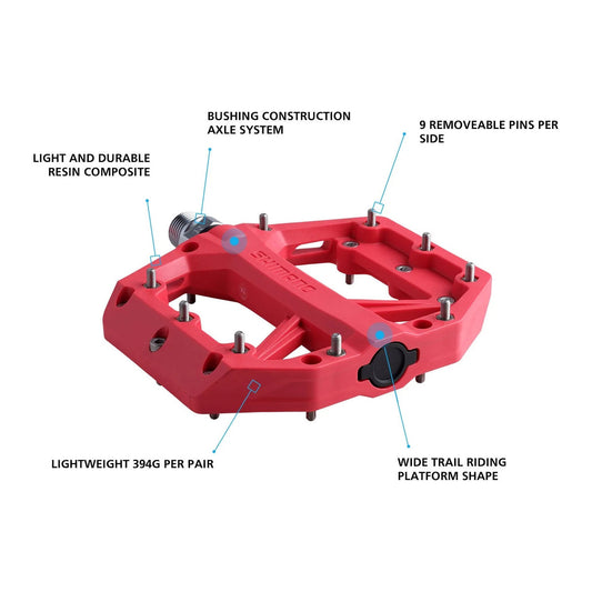 SHIMANO PD-GR400 Flat Pedals - Red