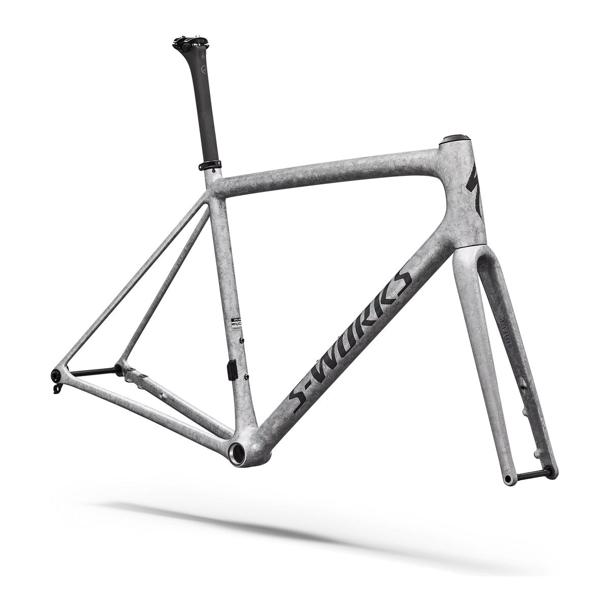 SPECIALIZED SWorks Aethos 2 Frameset 2026 - Gloss Silver Blurred Impasto / Black Pearl