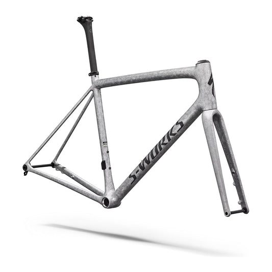 SPECIALIZED SWorks Aethos 2 Frameset 2026 - Gloss Silver Blurred Impasto / Black Pearl