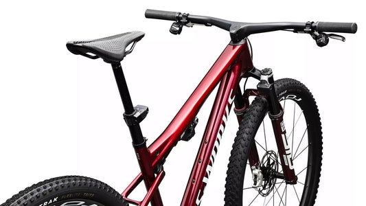 SPECIALIZED S-Works Epic 9 Complete MTB - Gloss Red Tint Over Red Reflex Pearl Edge Fade / Metallic White Silver