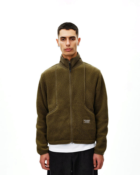 PAS NORMAL STUDIOS Off Race Pile Fleece Jacket - Deep Olive