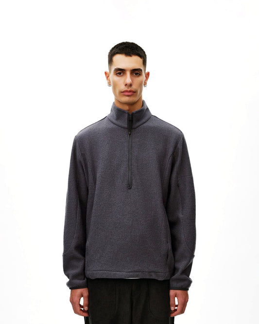 PAS NORMAL STUDIOS Off Race Boiled Wool Half Zip - Steel