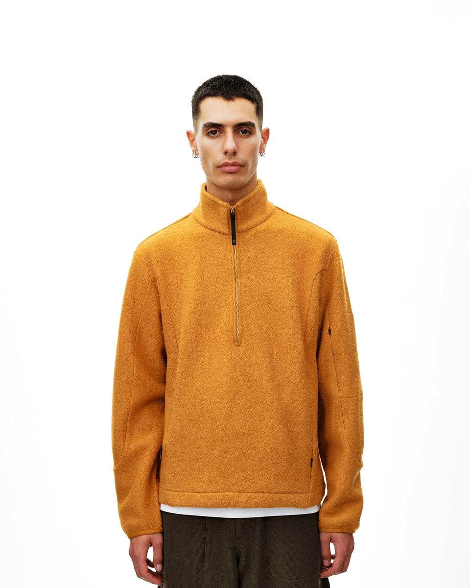 PAS NORMAL STUDIOS Off Race Boiled Wool Half Zip - Ochre
