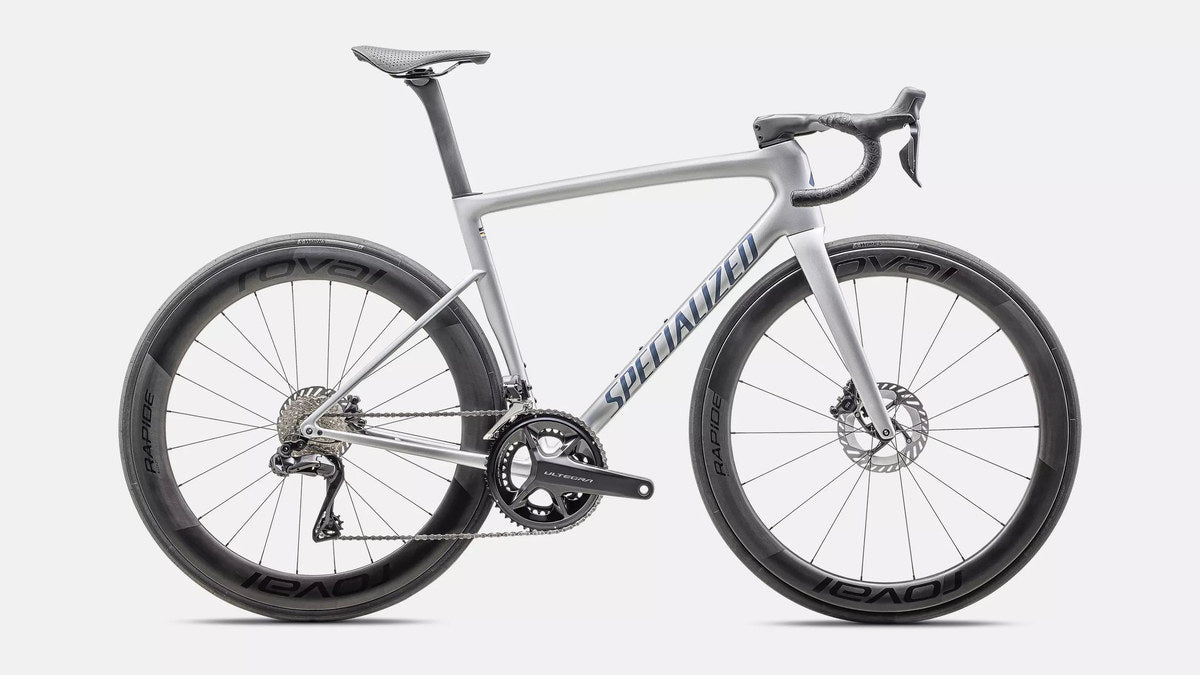 SPECIALIZED Tarmac SL8 Pro Complete Road Bike Shimano Ultegra 2026 - Gloss Liquid Silver/Satin Blue Pearl Over Black Liquid Metal