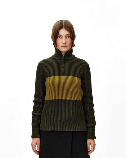 PAS NORMAL STUDIOS Off Race Merino Knit Half Zip - Olive