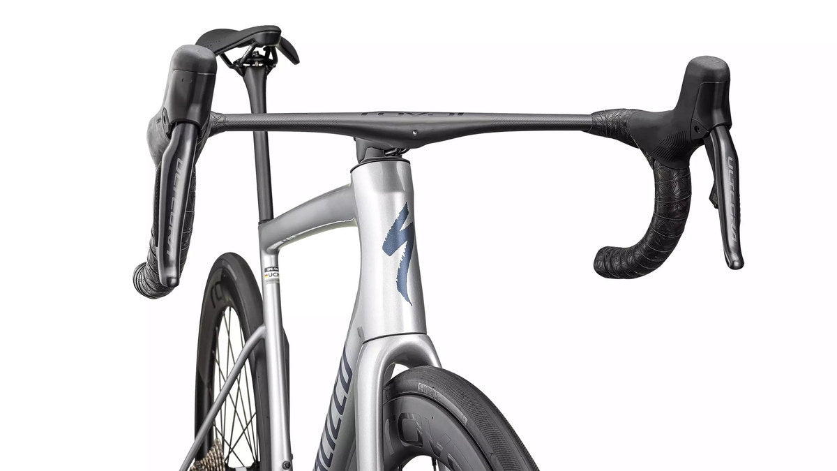 SPECIALIZED Tarmac SL8 Pro Complete Road Bike Shimano Ultegra 2026 - Gloss Liquid Silver/Satin Blue Pearl Over Black Liquid Metal