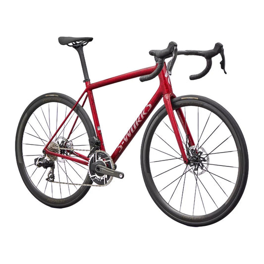 SPECIALIZED Aethos 2 Complete Road Bike SRAM RED AXS E1 2026 - SANDSTONE METALLIC BASE / RED TINT
