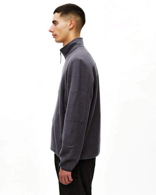 PAS NORMAL STUDIOS Off Race Boiled Wool Half Zip - Steel