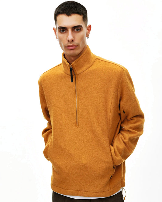 PAS NORMAL STUDIOS Off Race Boiled Wool Half Zip - Ochre
