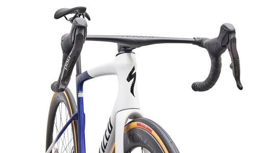 SPECIALIZED TARMAC SL9 S LEVEL Road Bike - WHITE/MAJOLICA BLUE METALLIC/OBSIDIAN METALLIC