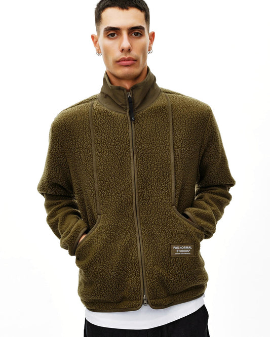 PAS NORMAL STUDIOS Off Race Pile Fleece Jacket - Deep Olive