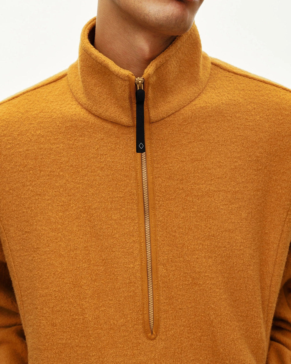 PAS NORMAL STUDIOS Off Race Boiled Wool Half Zip - Ochre