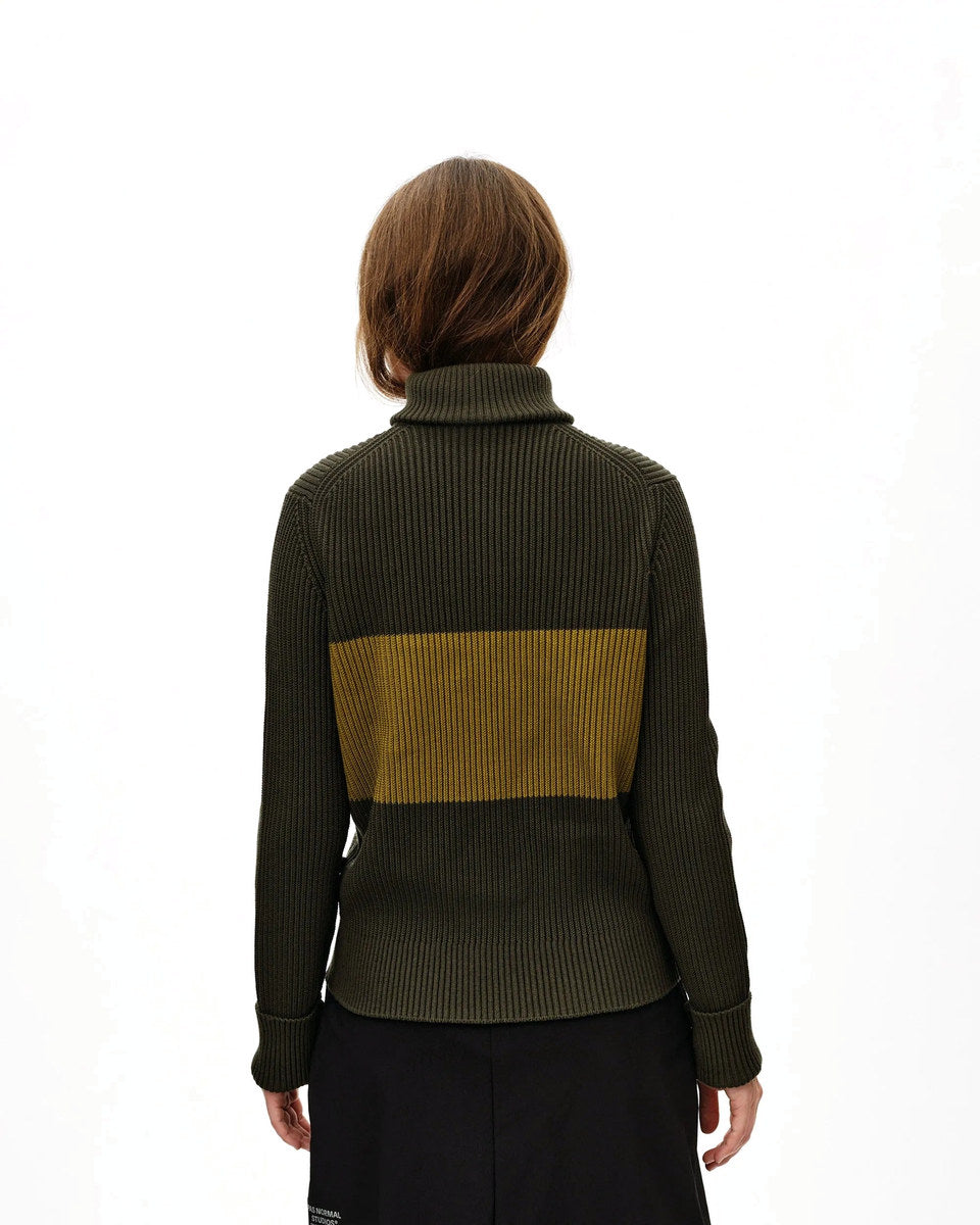 PAS NORMAL STUDIOS Off Race Merino Knit Half Zip - Olive