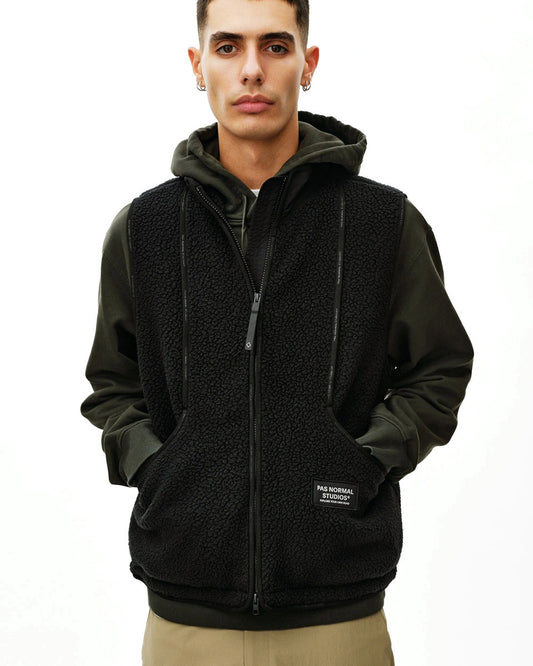 PAS NORMAL STUDIOS Off Race Pile Fleece Vest - Black