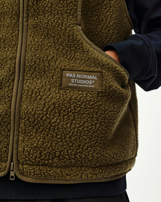 PAS NORMAL STUDIOS Off Race Pile Fleece Vest - Deep Olive