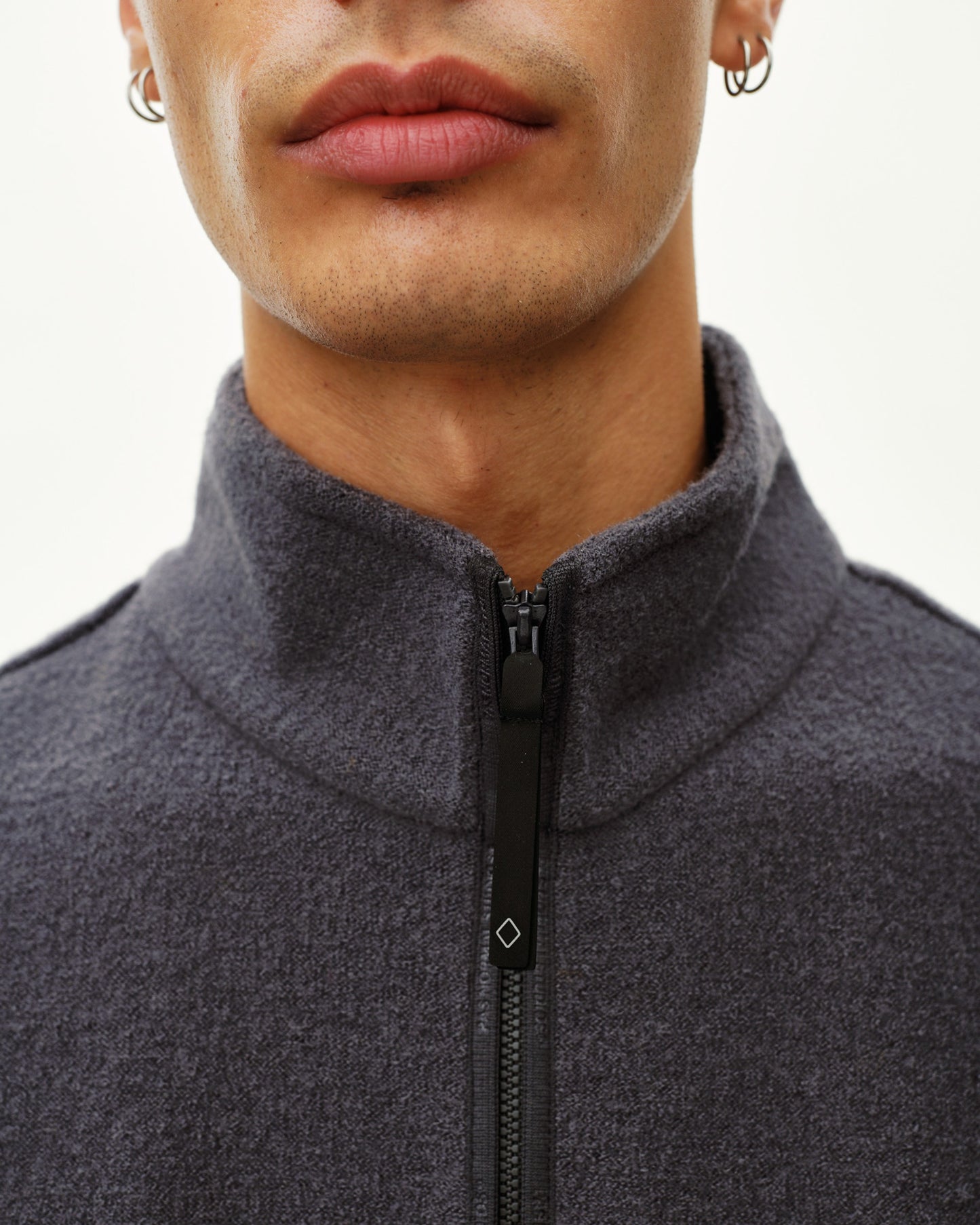 PAS NORMAL STUDIOS Off Race Boiled Wool Half Zip - Steel
