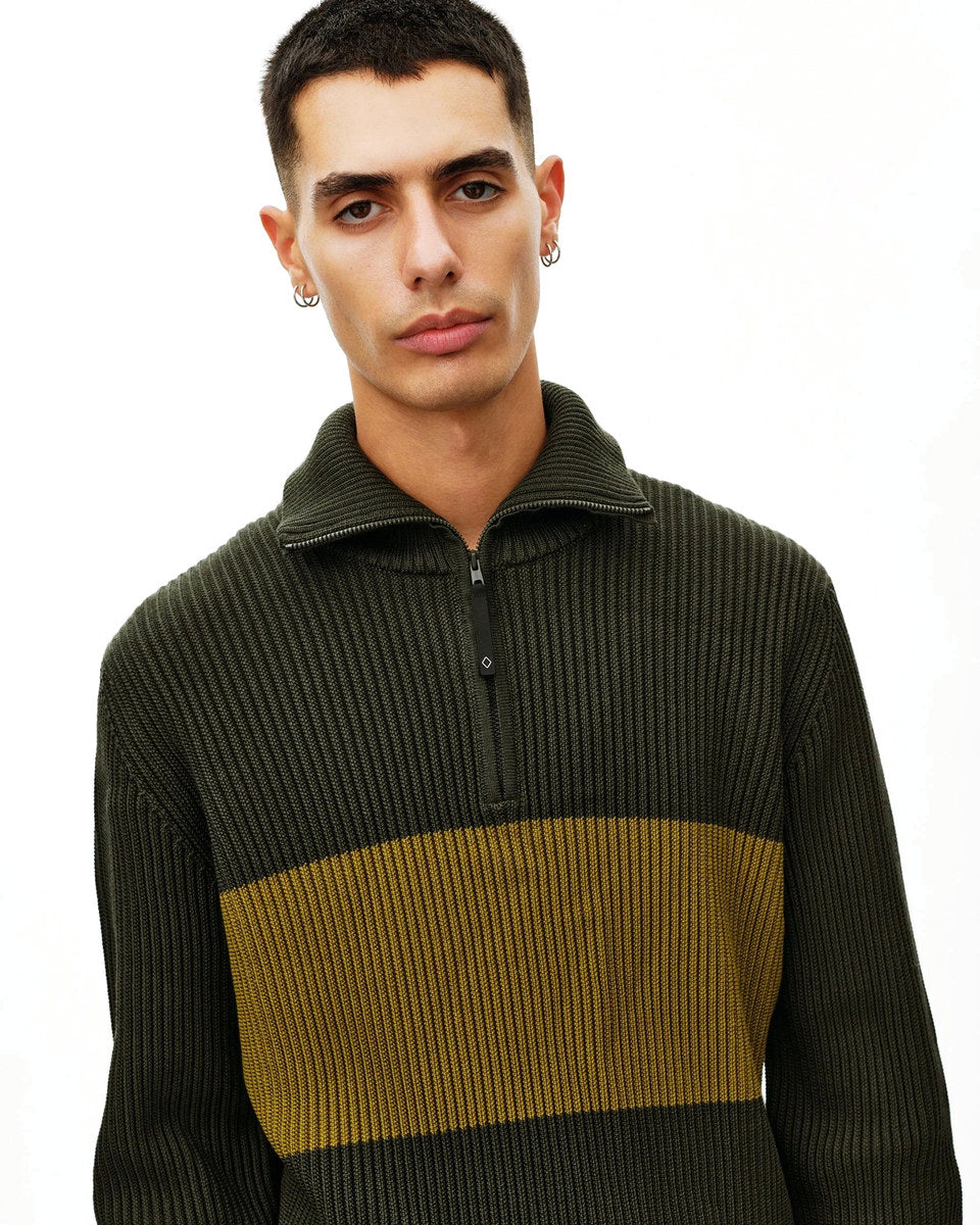 PAS NORMAL STUDIOS Off Race Merino Knit Half Zip - Olive