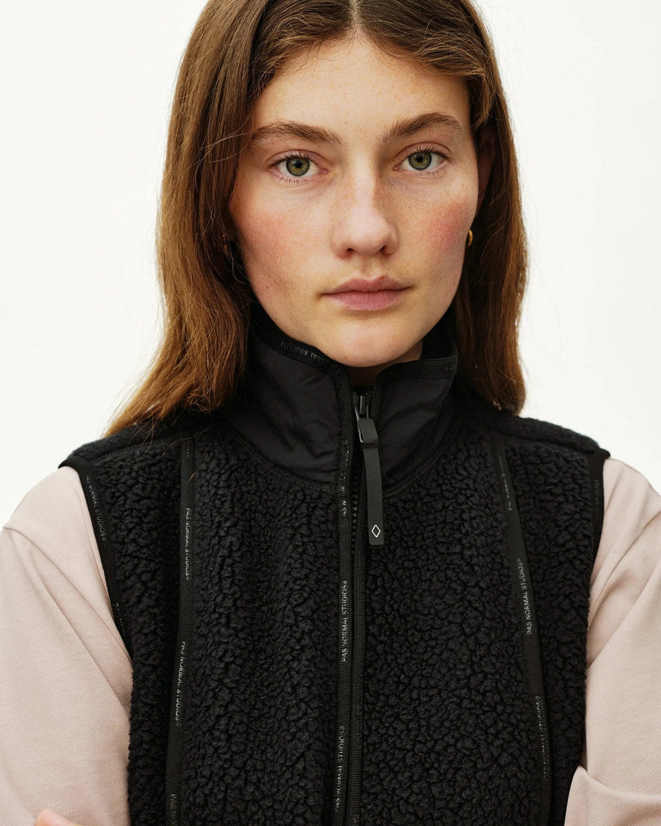 PAS NORMAL STUDIOS Women Off Race Pile Fleece Vest - Black