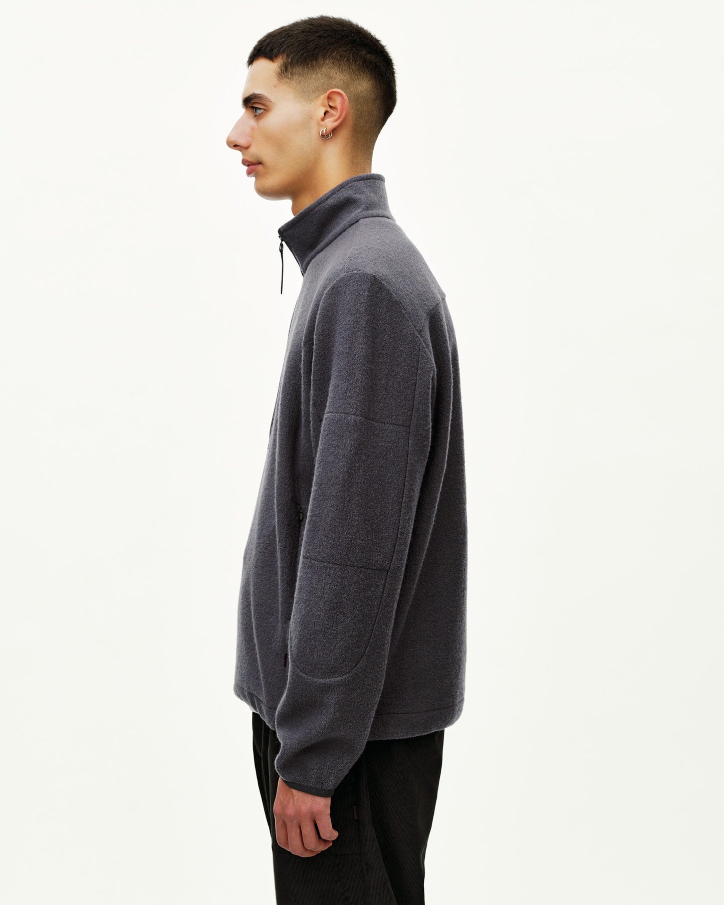 PAS NORMAL STUDIOS Off Race Boiled Wool Half Zip - Steel