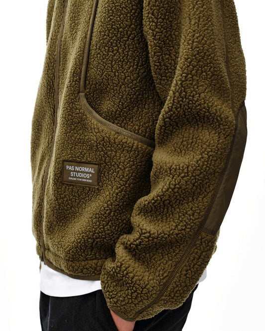 PAS NORMAL STUDIOS Off Race Pile Fleece Jacket - Deep Olive