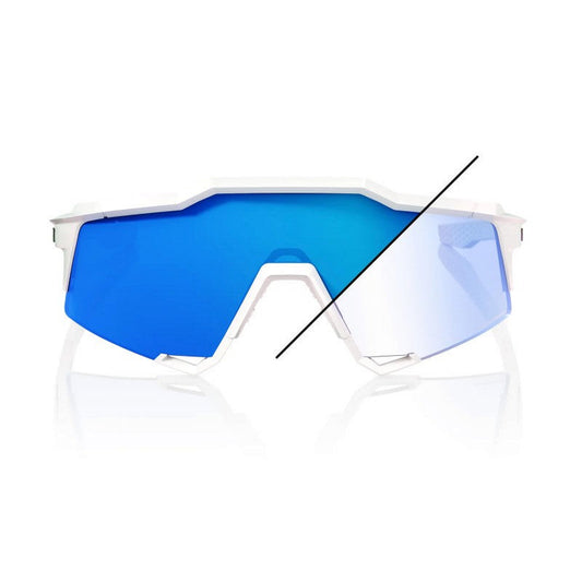 RIDE 100% Speedcraft Sunglasses - Bastille Pearl White Glitter / Blue Mirror Photochromic Lens