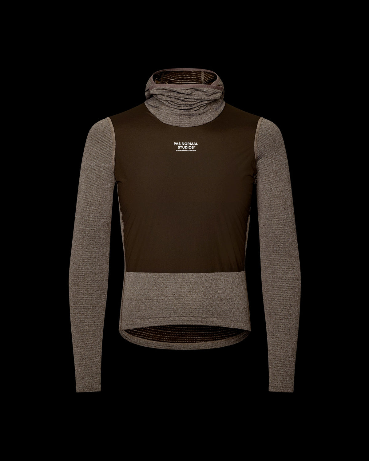 PAS NORMAL STUDIOS Men Thermal Hooded Windproof Baselayer - Dark Coffee