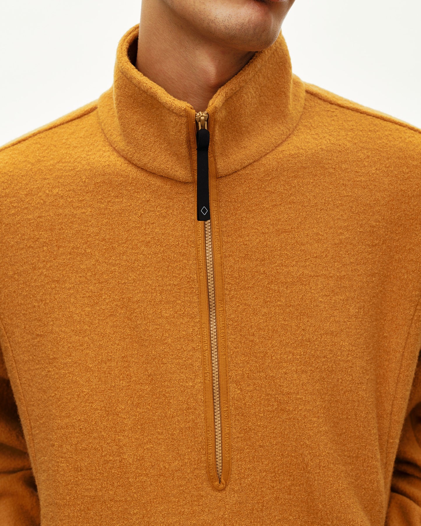 PAS NORMAL STUDIOS Off Race Boiled Wool Half Zip - Ochre