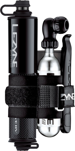 LEZYNE CNC POCKET DRIVE HV LOADED MINI PUMP WITH LEVER KIT AND CO2 CARTRIDGE - BLACK/GLOSSY