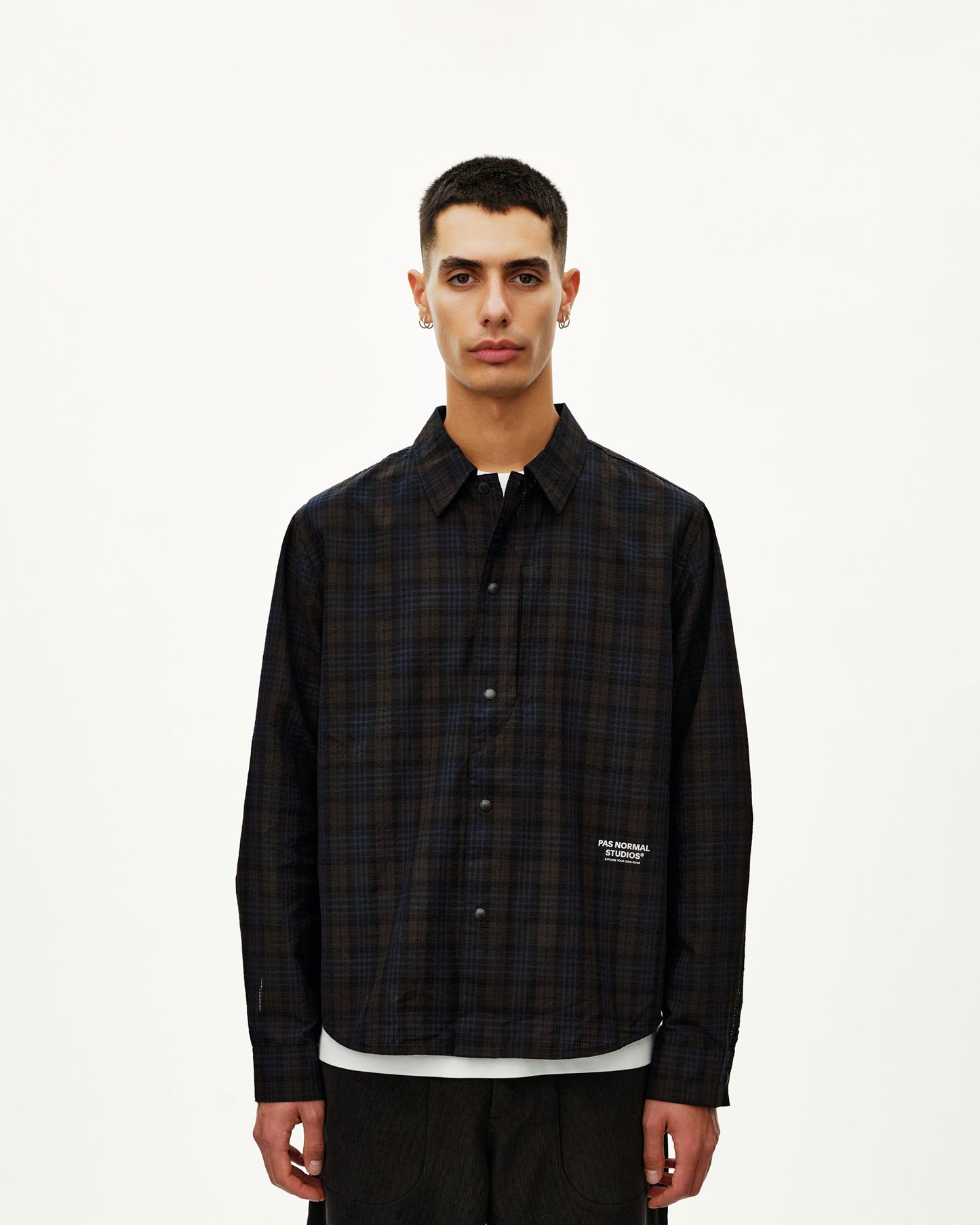 PAS NORMAL STUDIOS Off Race Seersucker Shirt - Dark Navy