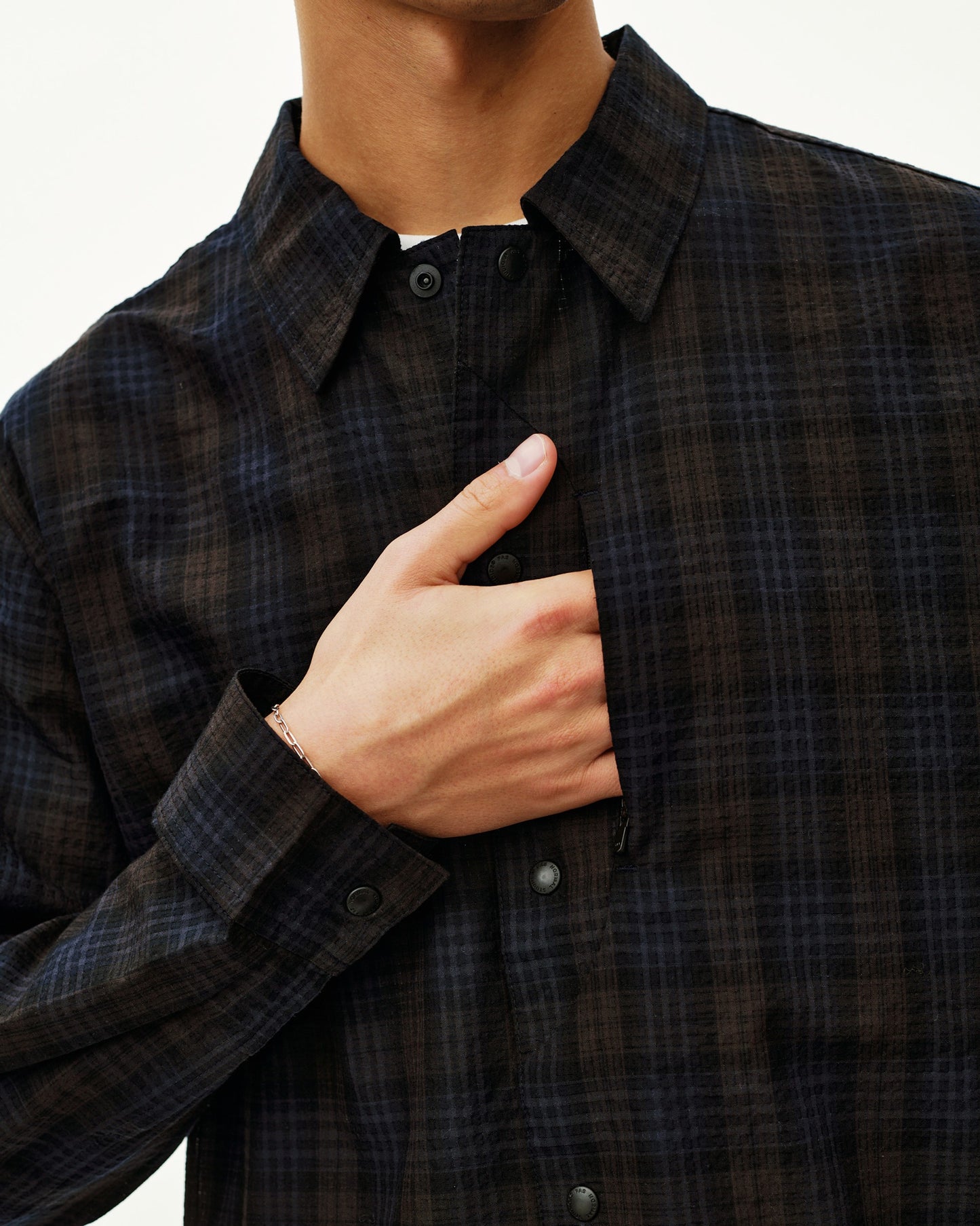 PAS NORMAL STUDIOS Off Race Seersucker Shirt - Dark Navy