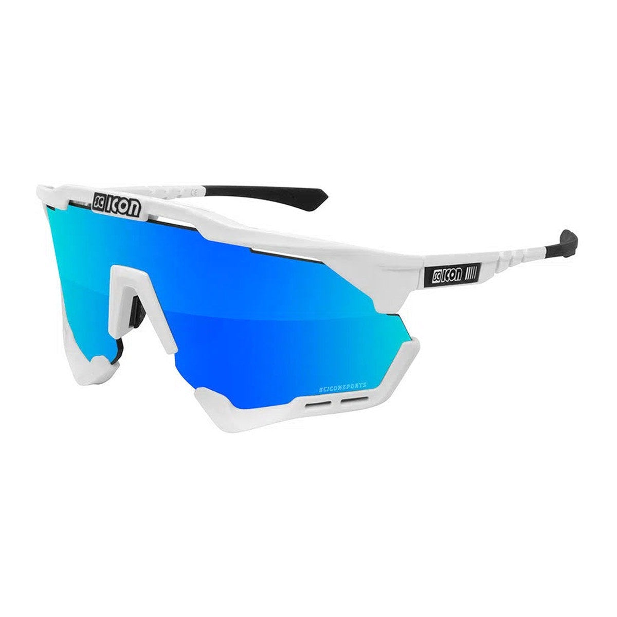 SCICON AEROSHADE XL BLANCO BRILLANTE - MULTIMIRROR BLUE LENSES