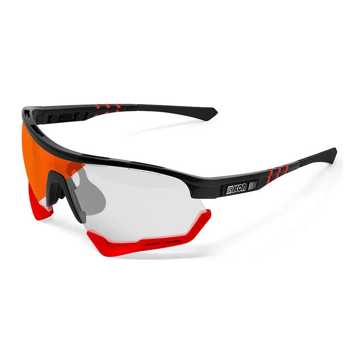 SCICON AEROTECH BLACK GLOSS Sunglasses - PHOTOCHROMIC RED LENS