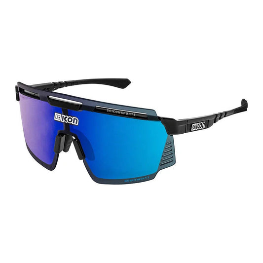 SCICON AEROWATT BLACK GLOSS Sunglasses - MULTIMIRROR BLUE LENSES