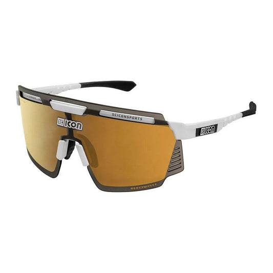 SCICON AEROWATT WHITE GLOSS Sunglasses - MULTIMIRROR BRONZE LENSES