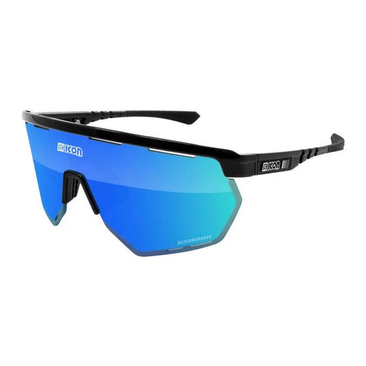 SCICON AEROWING BLACK GLOSS Sunglasses - MULTIMIRROR BLUE LENSES
