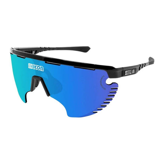 SCICON AEROWING LAMON BLACK GLOSS Sunglasses - MULTIMIRROR BLUE LENSES