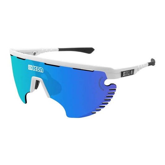 SCICON AEROWING LAMON WHITE GLOSS Sunglasses - MULTIMIRROR BLUE LENSES