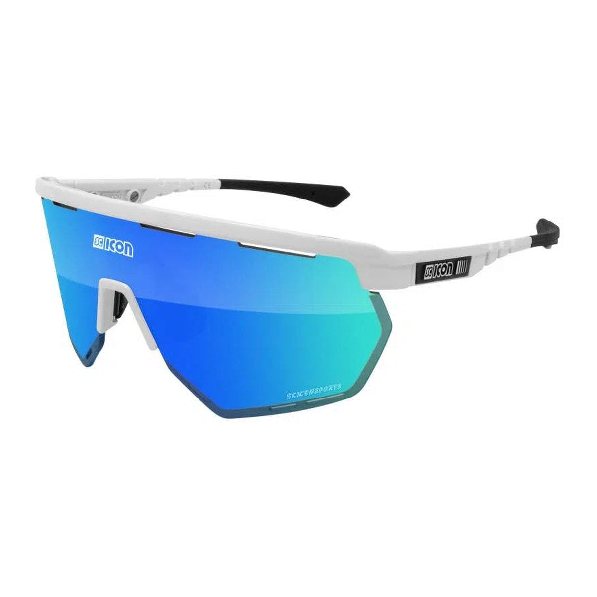SCICON AEROWING WHITE GLOSS Sunglasses - MULTIMIRROR BLUE LENSES