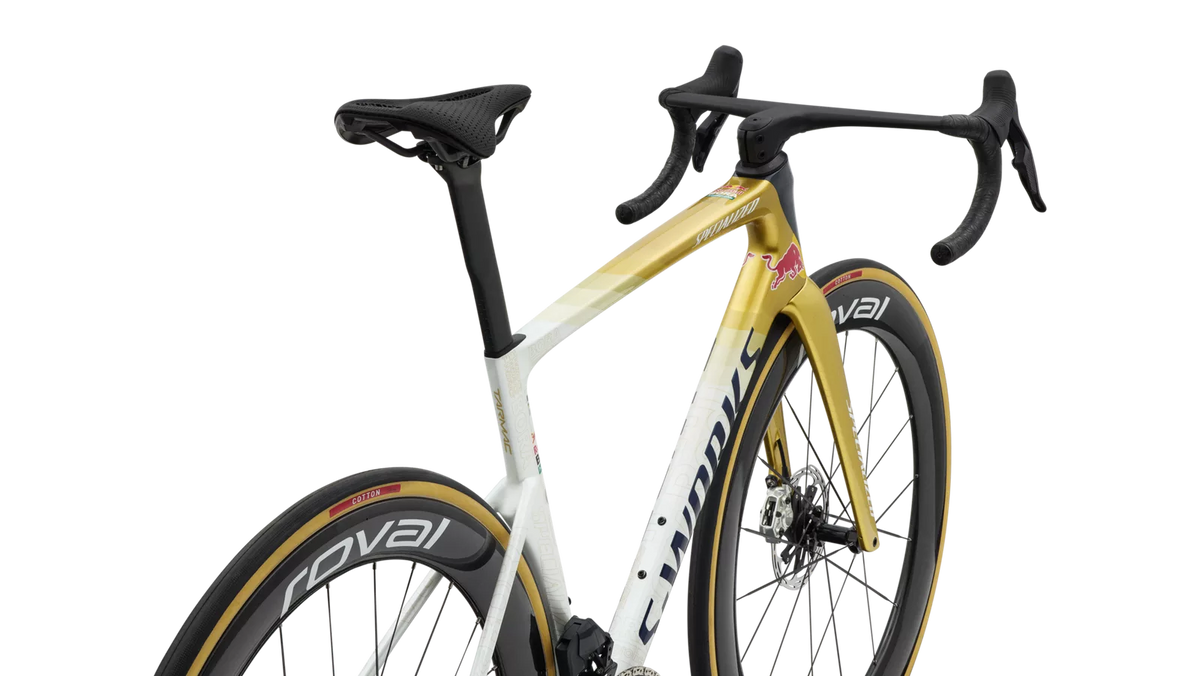 SPECIALIZED S-WORKS TARMAC SL9 LTD REMCO EVENEPOEL ROAD BIKE - GLOSS METALLIC WHITE SILVER / GOLD PEARL / DEEP BLUE
