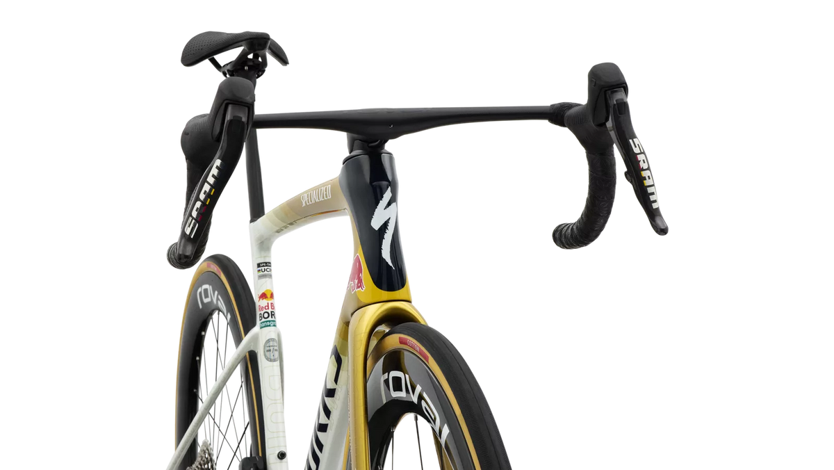 SPECIALIZED S-WORKS TARMAC SL9 LTD REMCO EVENEPOEL ROAD BIKE - GLOSS METALLIC WHITE SILVER / GOLD PEARL / DEEP BLUE