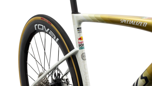 SPECIALIZED S-WORKS TARMAC SL9 LTD REMCO EVENEPOEL ROAD BIKE - GLOSS METALLIC WHITE SILVER / GOLD PEARL / DEEP BLUE