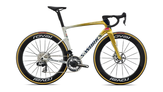 SPECIALIZED S-WORKS TARMAC SL9 LTD REMCO EVENEPOEL ROAD BIKE - GLOSS METALLIC WHITE SILVER / GOLD PEARL / DEEP BLUE