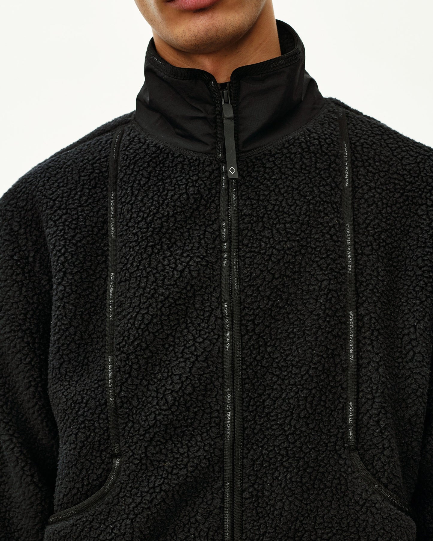 PAS NORMAL STUDIOS Off Race Pile Fleece Jacket - Black