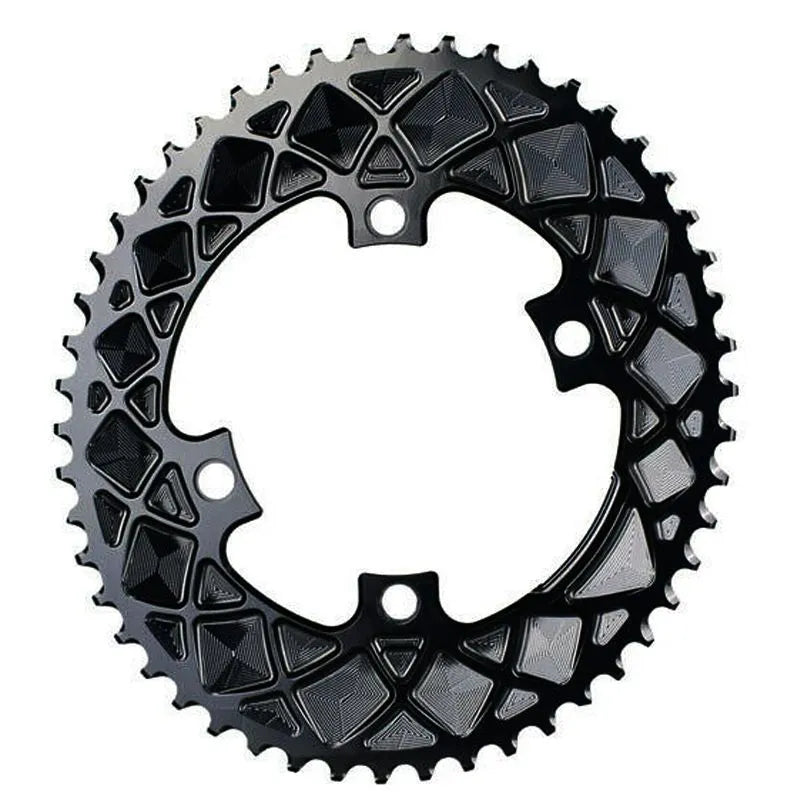 ABSOLUTE BLACK OVAL Chainring 110 BCD 4 Arms Assymetric SHIMANO 2X9 11V - Alloy Black