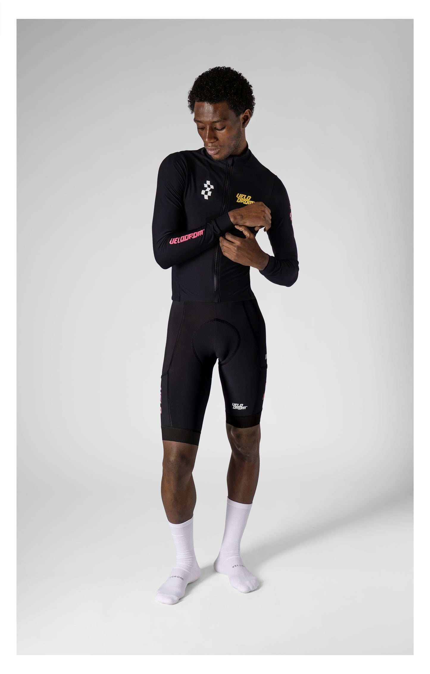 VELODROM RaceDay 3.0 Thermal Xperiment Manica lunga Maglia ciclismo - Nero/Yellow/Pink