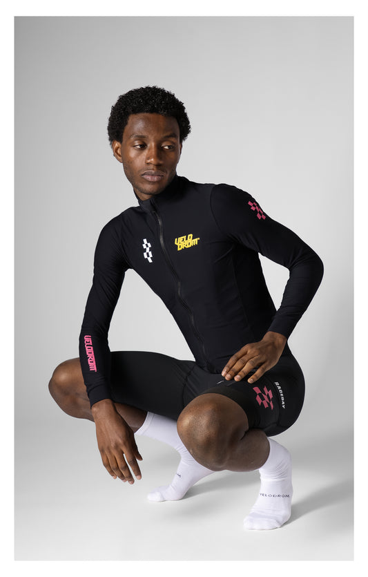 VELODROM RaceDay 3.0 Thermal Xperiment Lange mouwen Fietsshirt - Zwart/Yellow/Pink