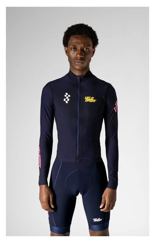 VELODROM RaceDay 3.0 Thermal Xperiment Fietsshirt lange mouwen - Navy/Yellow